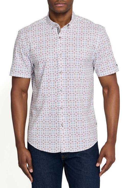Park Slope Petals Short Sleeve Button Down Performance Shirt