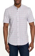 Brooklyn Brigade Park Slope Petals Short Sleeve Button Down Performance Shirt