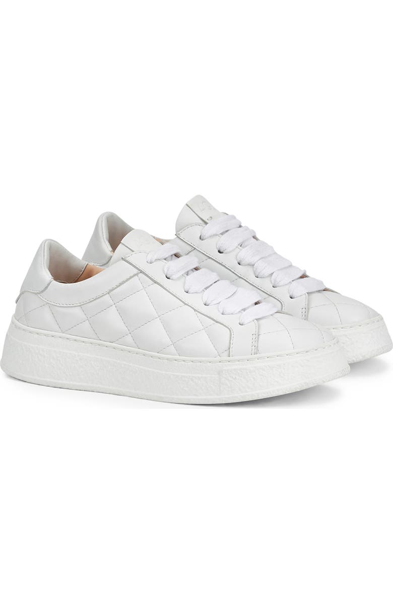 AGL Diamond Quilt Leather Sneaker, Main, color, White-White