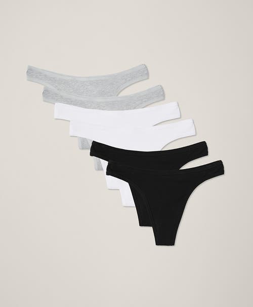 Pact Organic Cotton Everyday Mid Rise Thong 6-pack In Neutral