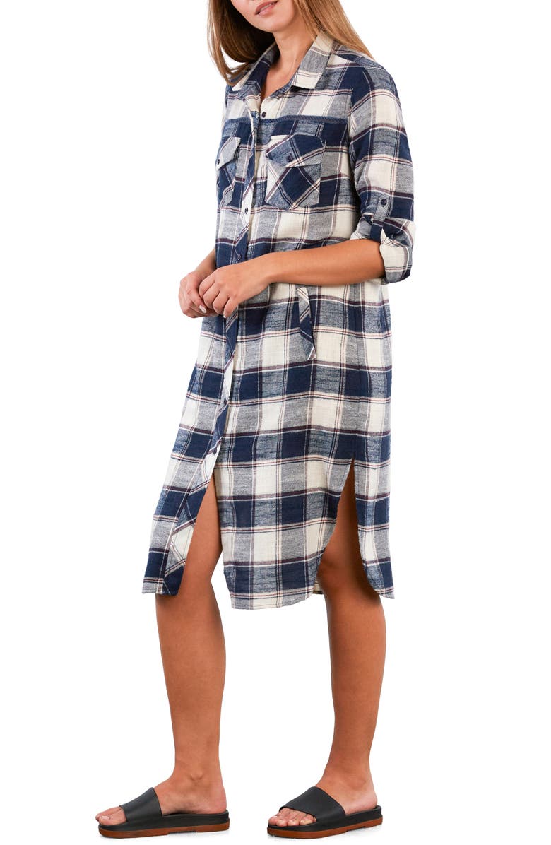 Billy T Long Sleeve Denim Shirtdress, Alternate, color, Mighty Plaid