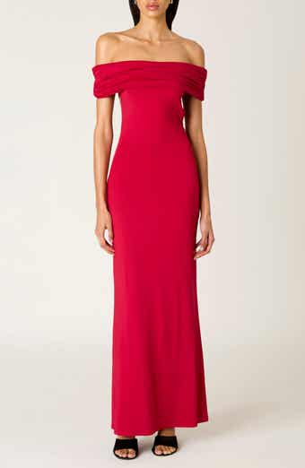 Evangeline Off the Shoulder Open Back Maxi Dress