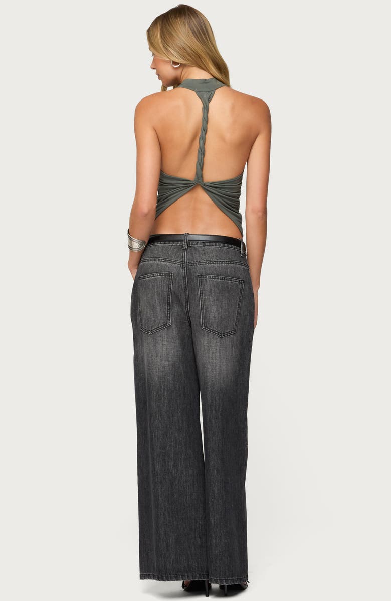 EDIKTED Collie Twisted Cowl Neck Top, Alternate, color, Olive