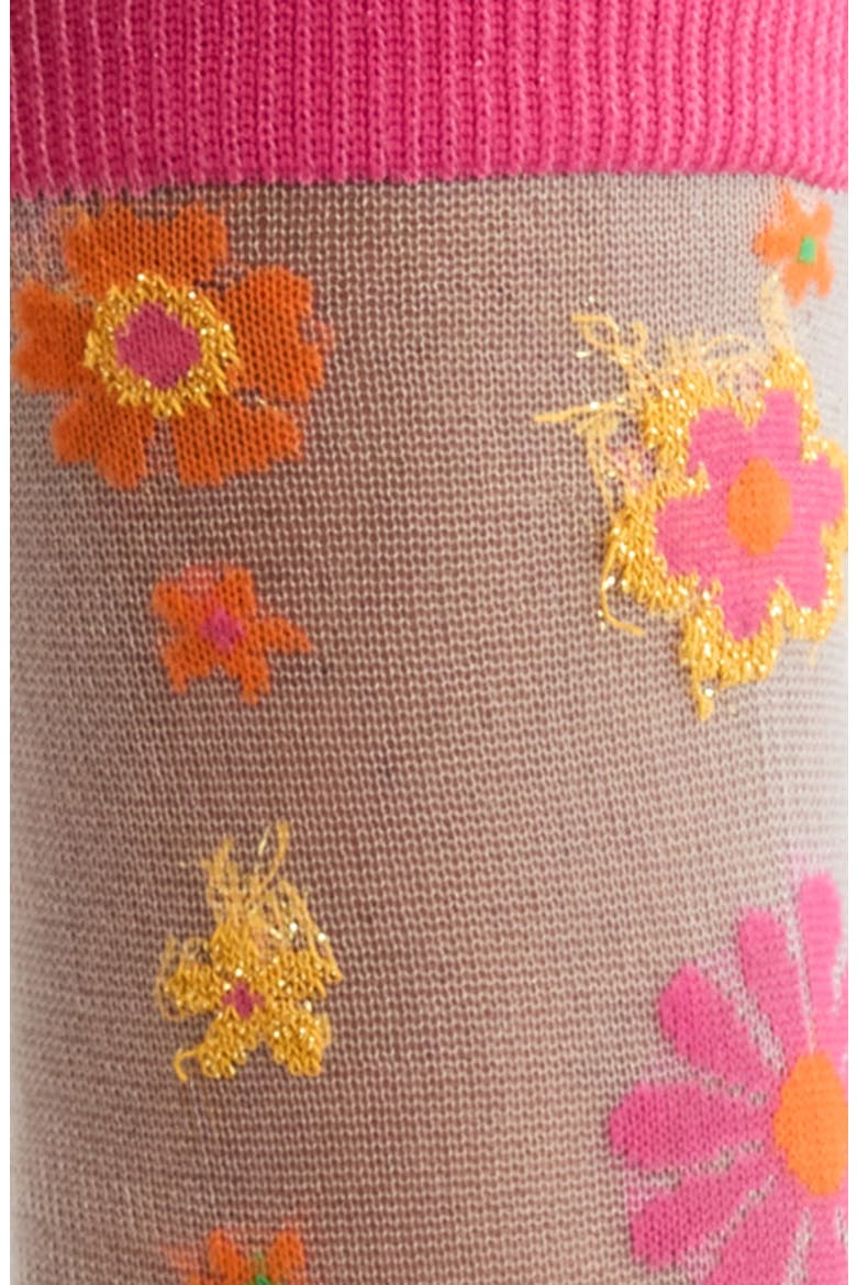 The Step Up Floral Sheer Crew Socks, Alternate, color, GARDEN