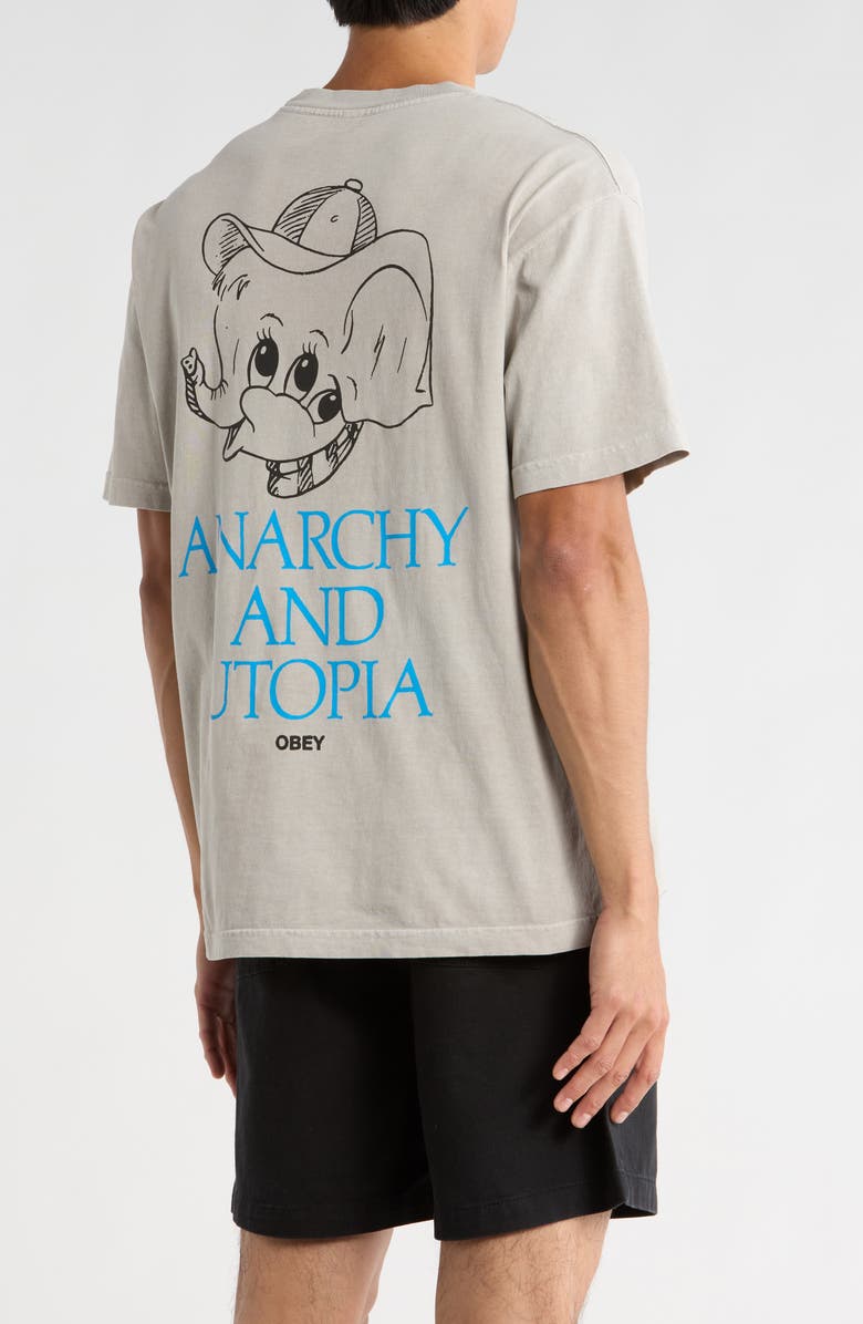 Obey Anarchy & Utopia Graphic T-Shirt, Alternate, color, Pigment Silver Grey