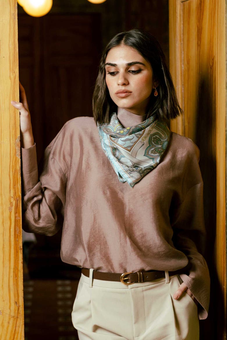Francesca - Silk Bandana, Alternate, color, Aqua