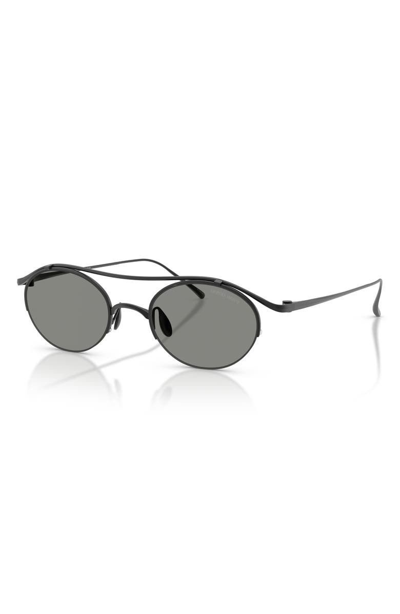 ARMANI 49mm Oval Sunglasses, Alternate, color, Matte Black / Grey