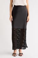 Renee C Lace Trim Satin Maxi Skirt
