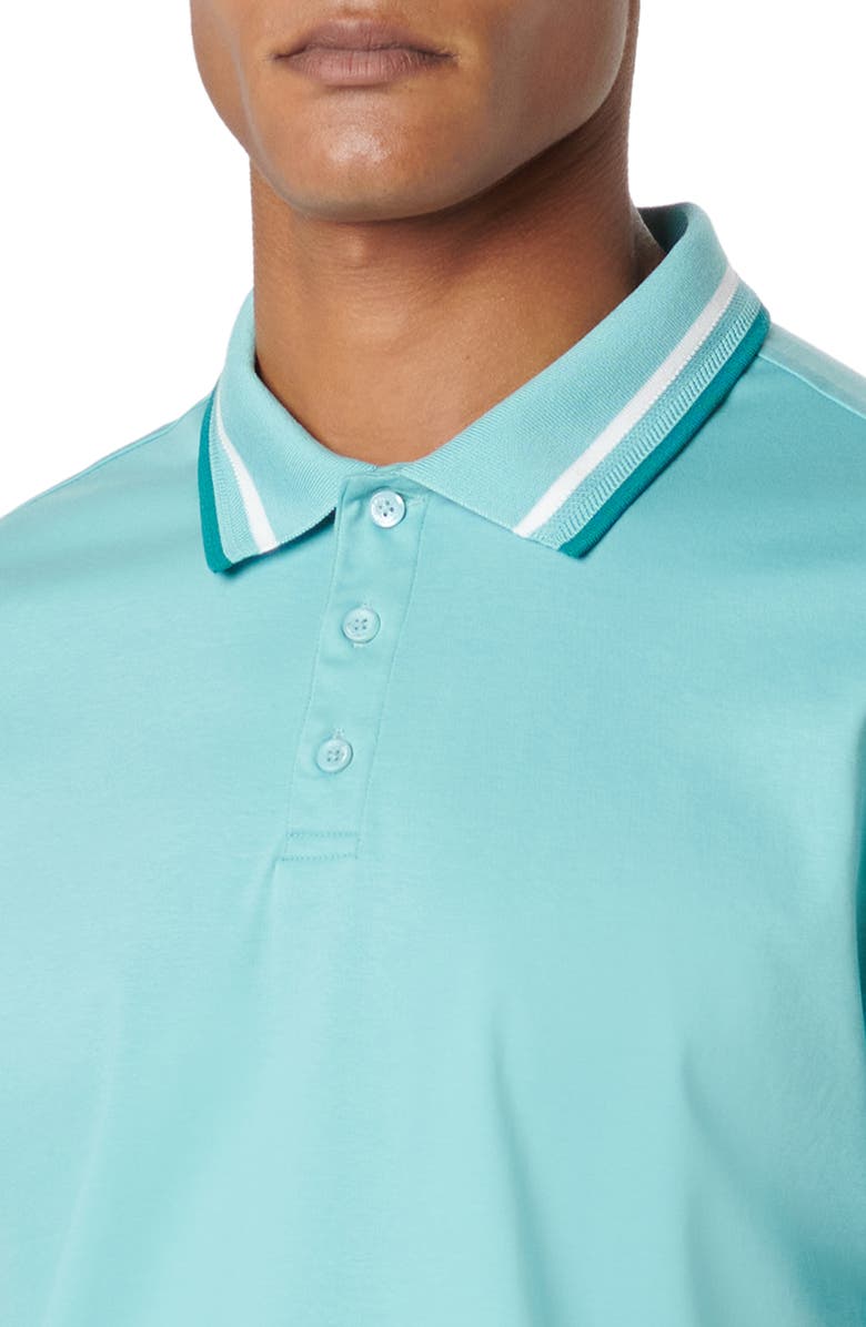 Bugatchi Tipped Short Sleeve Cotton Polo, Alternate, color, Jade