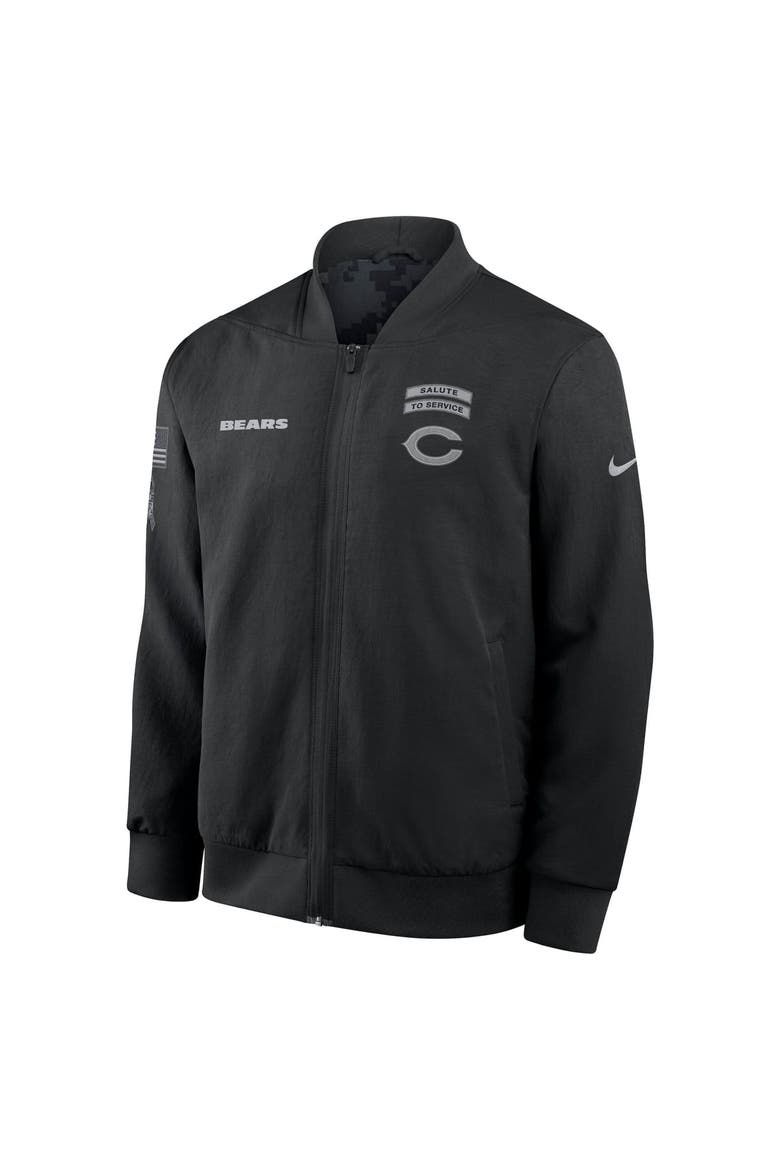 Men's Nike  Black Chicago Bears 2026 Salute to Service Sideline Full-Zip Bomber Jacket, Alternate, color, Black