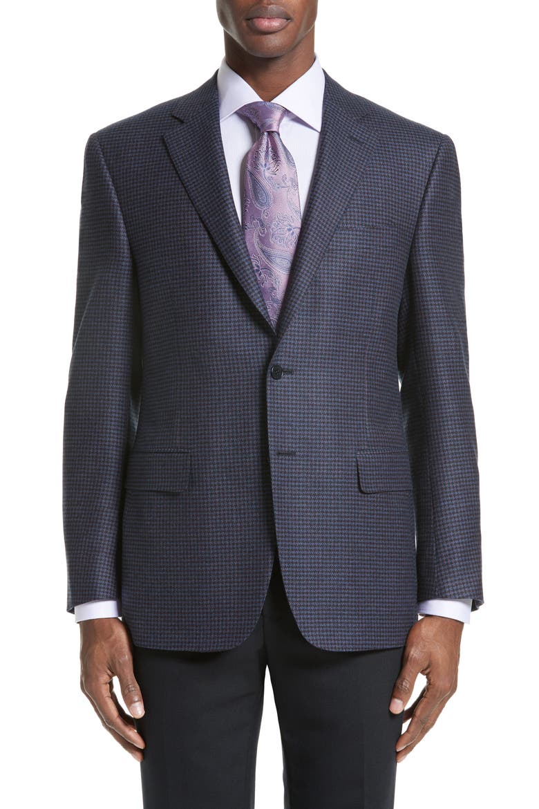 Classic Fit Houndstooth Wool Sport Coat, Main, color, BLUE