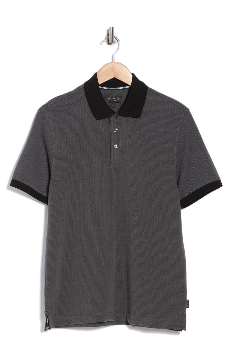 Ted Baker Quarter Zip Knit Polo, Alternate, color, Black Traditional