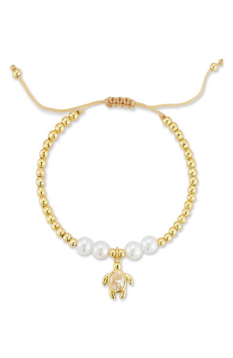 Turtle Charm Beaded Slider Bracelet