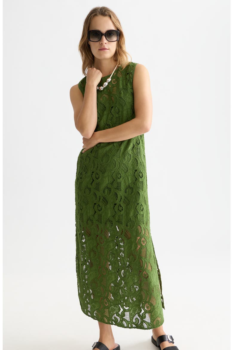 Paisley Embroidery Cotton Maxi Dress, Alternate, color, GARDEN GREEN