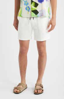 OAS White Cotton Terry Cloth Drawstring Shorts