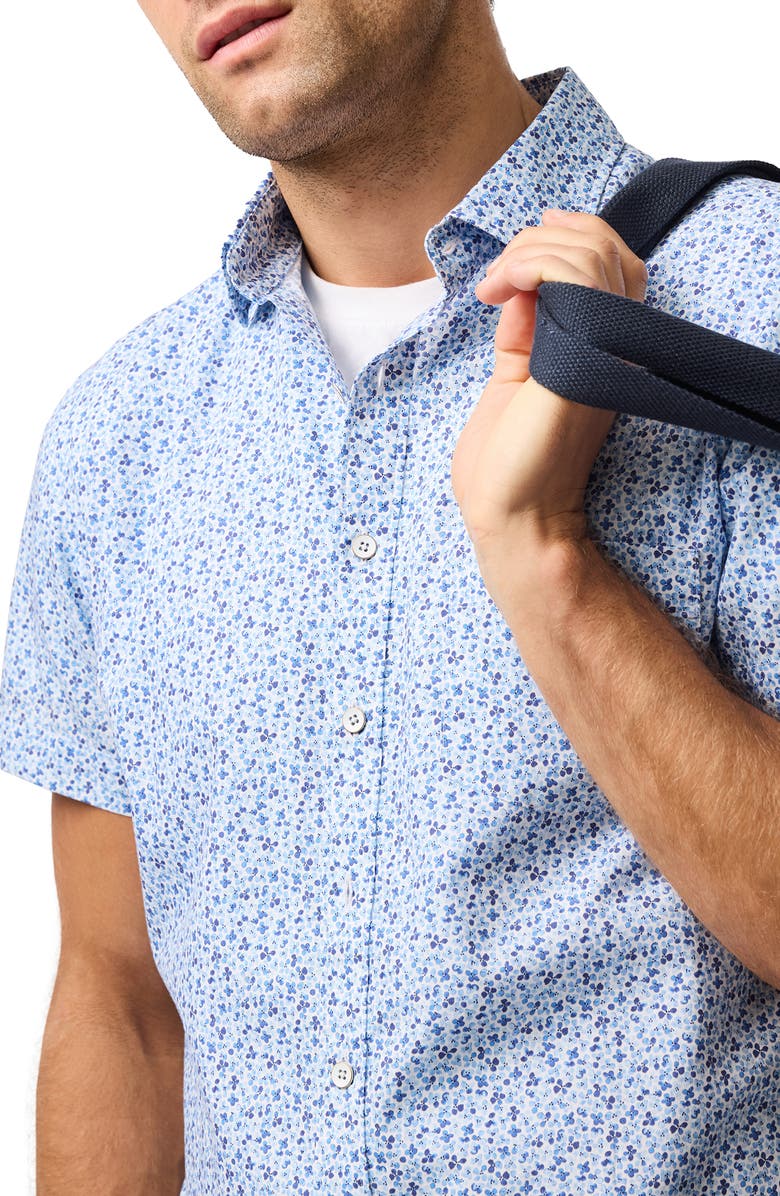 Rodd & Gunn Charlcott Floral Short Sleeve Button-Up Shirt, Alternate, color, Ocean