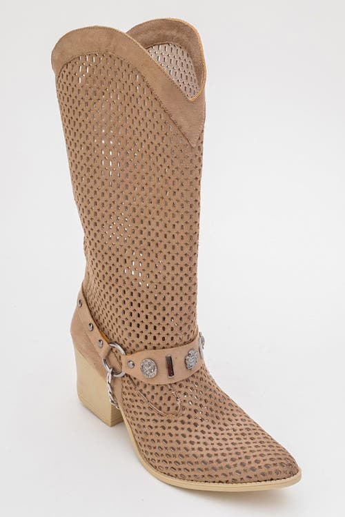 Prologue Shoes Lumen Block Heel Western Boot In Brown