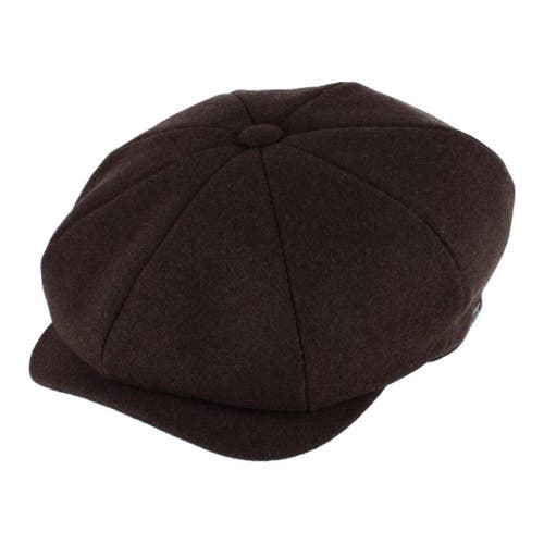 Wigens Classic Retro Newsboy Cap With Curved Peak In Brown