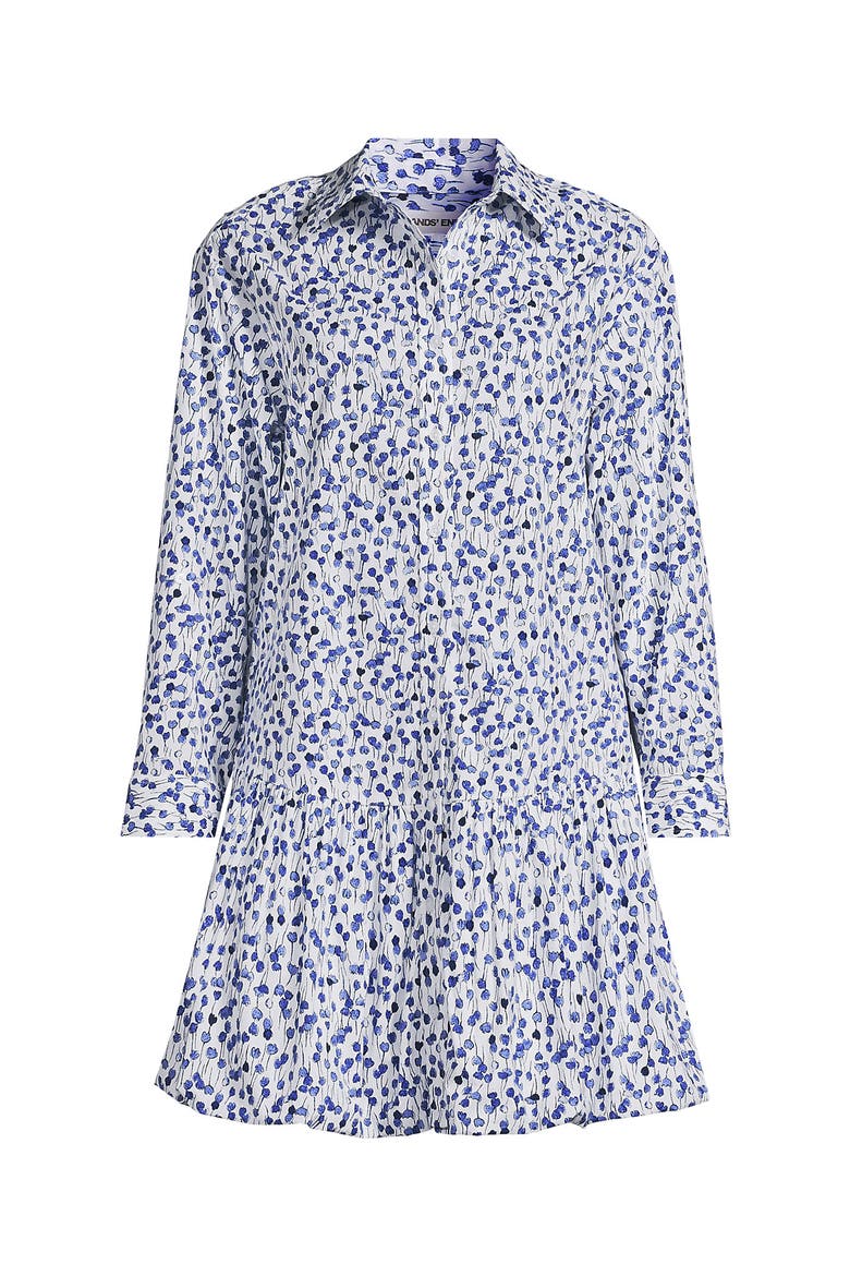 Flounce Button Front Shirt Dress, Alternate, color, Blue Floral/White