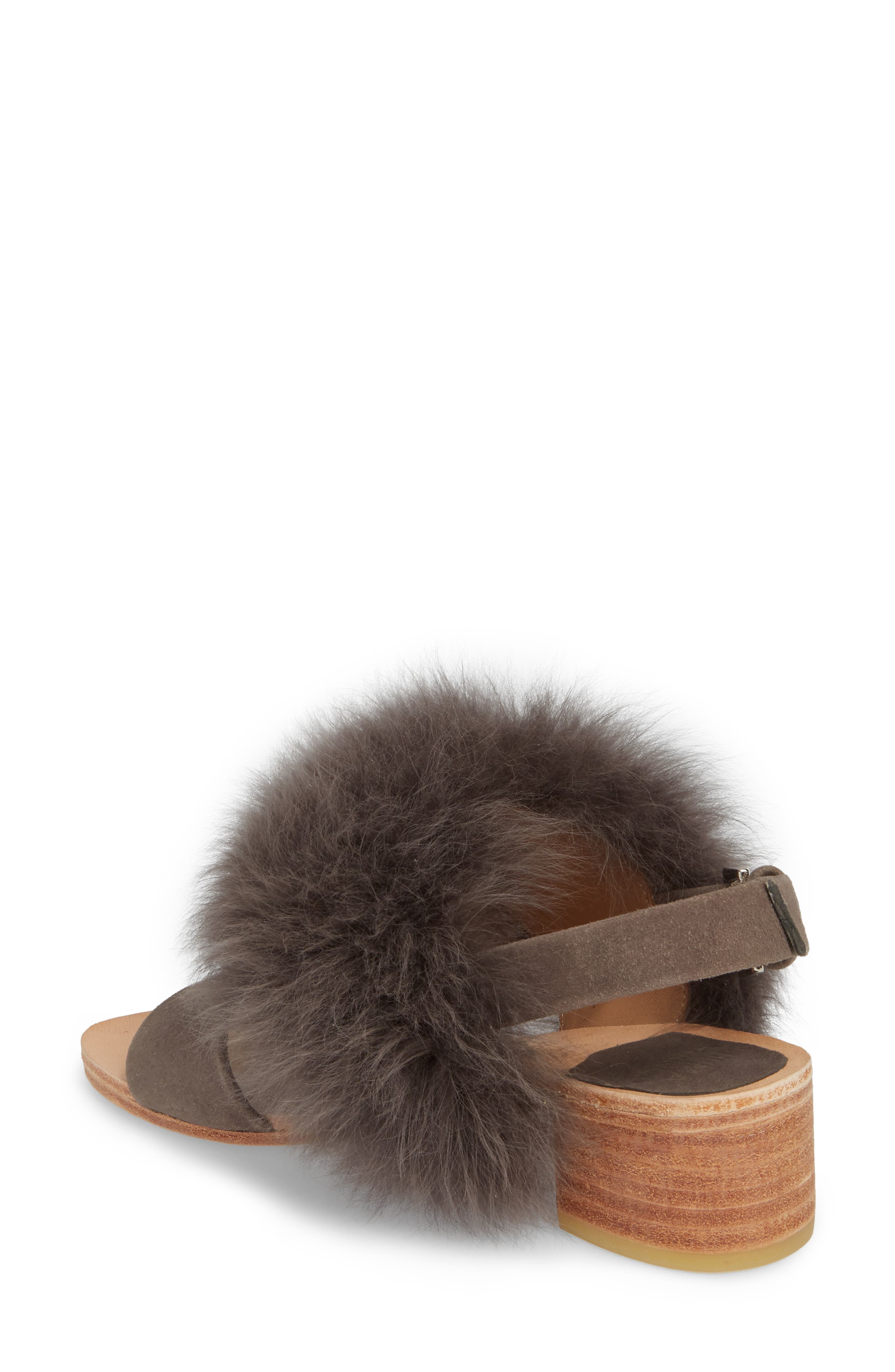Clemence Genuine Alpaca Fur Sandal, Alternate, color, GREY SUEDE