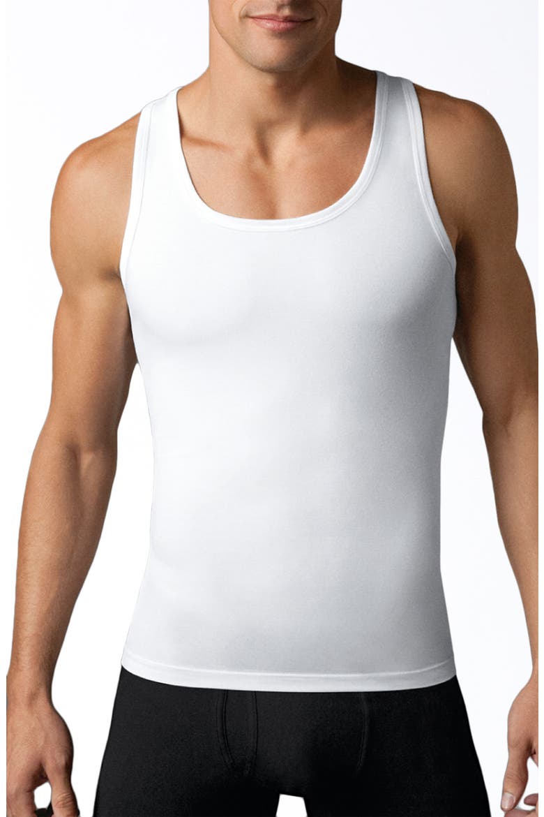 Cotton Compression Tank, Alternate, color, WHITE