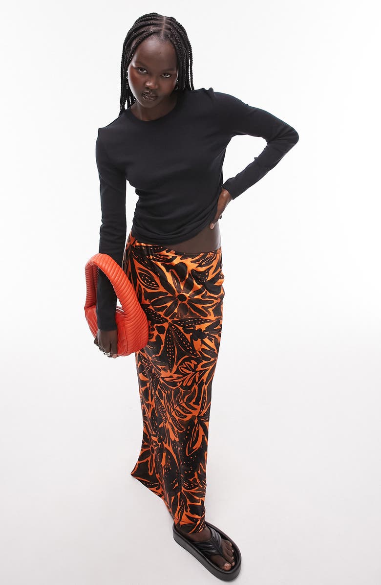 Topshop Long Sleeve Cotton Top, Alternate, color, Black