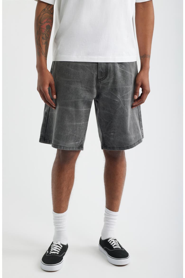 Bigwig Baggy Denim Shorts, Main, color, BLACK WRINKLE WASH