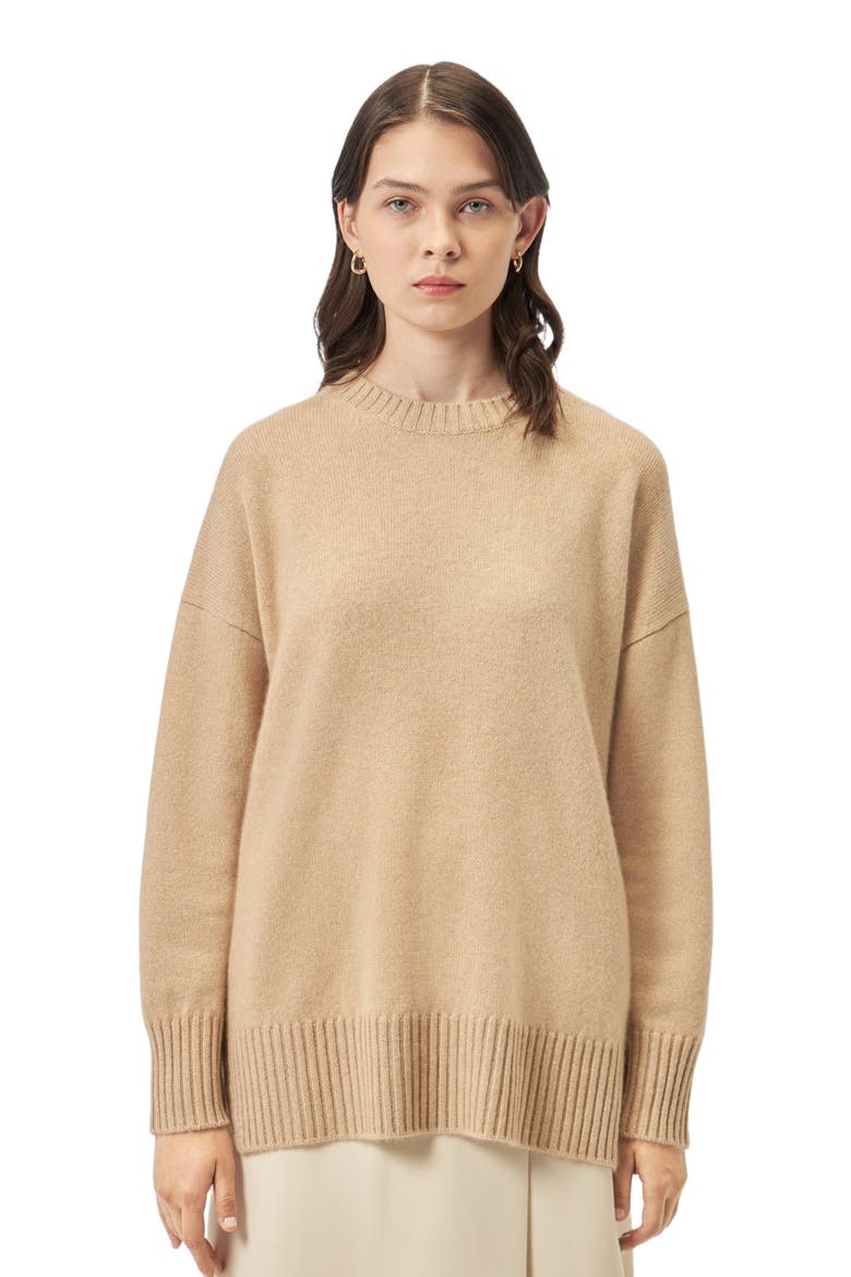 Loose-Fit Cashmere Sweater, Alternate, color, beige