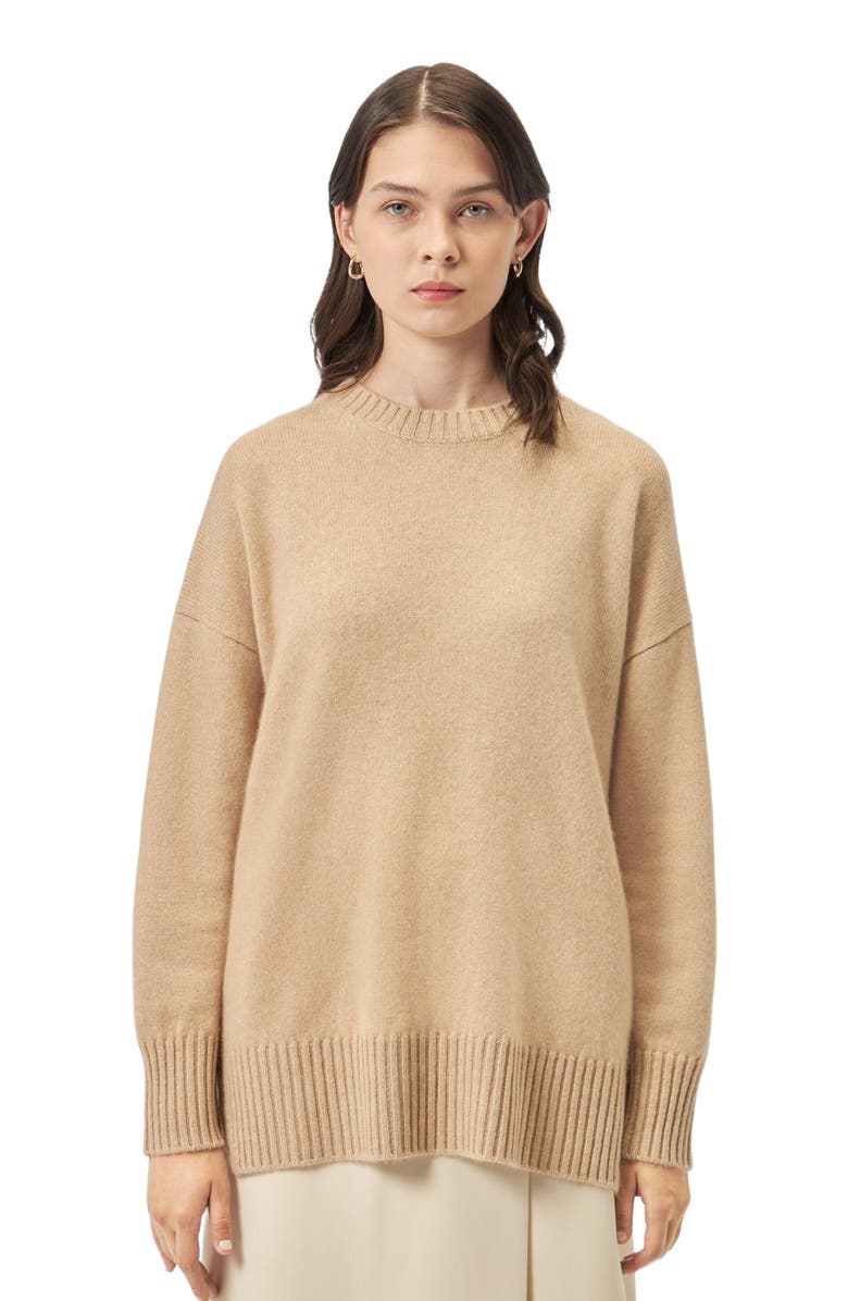 GOBI Mongolian Cashmere Loose-Fit Cashmere Sweater, Alternate, color, Beige