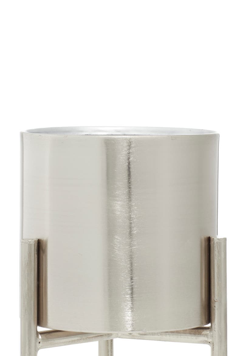 Silvertone Metal Contemporary Planter with Removable Stand - Set of 3, Alternate, color, SILVER