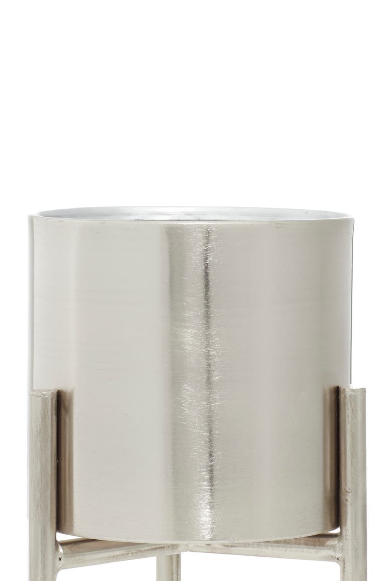 WILLOW ROW Silvertone Metal Contemporary Planter with Removable Stand - Set of 3, Alternate, color, 