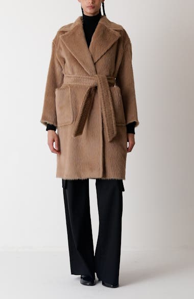 Max Mara Studio Ottanta Alpaca & Virgin Wool Wrap Coat | Nordstrom