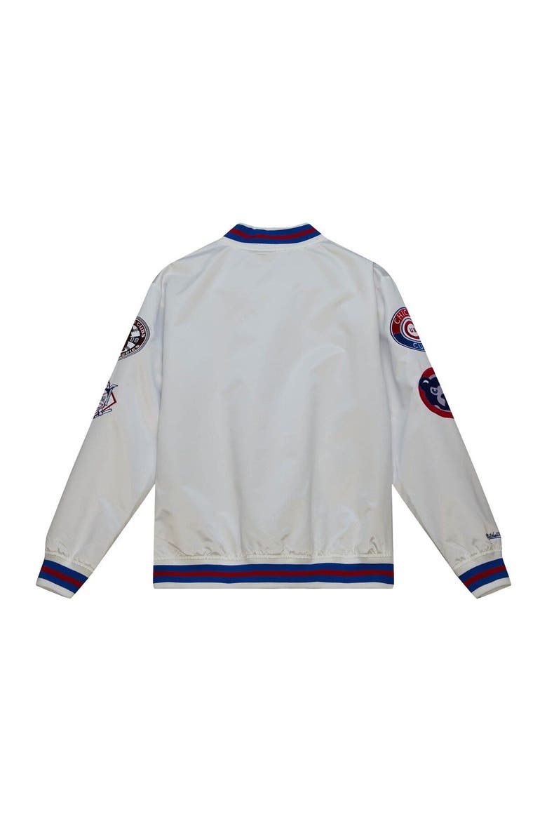 Men's Mitchell & Ness White Chicago Cubs City Collection Satin Full-Snap Varsity Jacket, Alternate, color, White