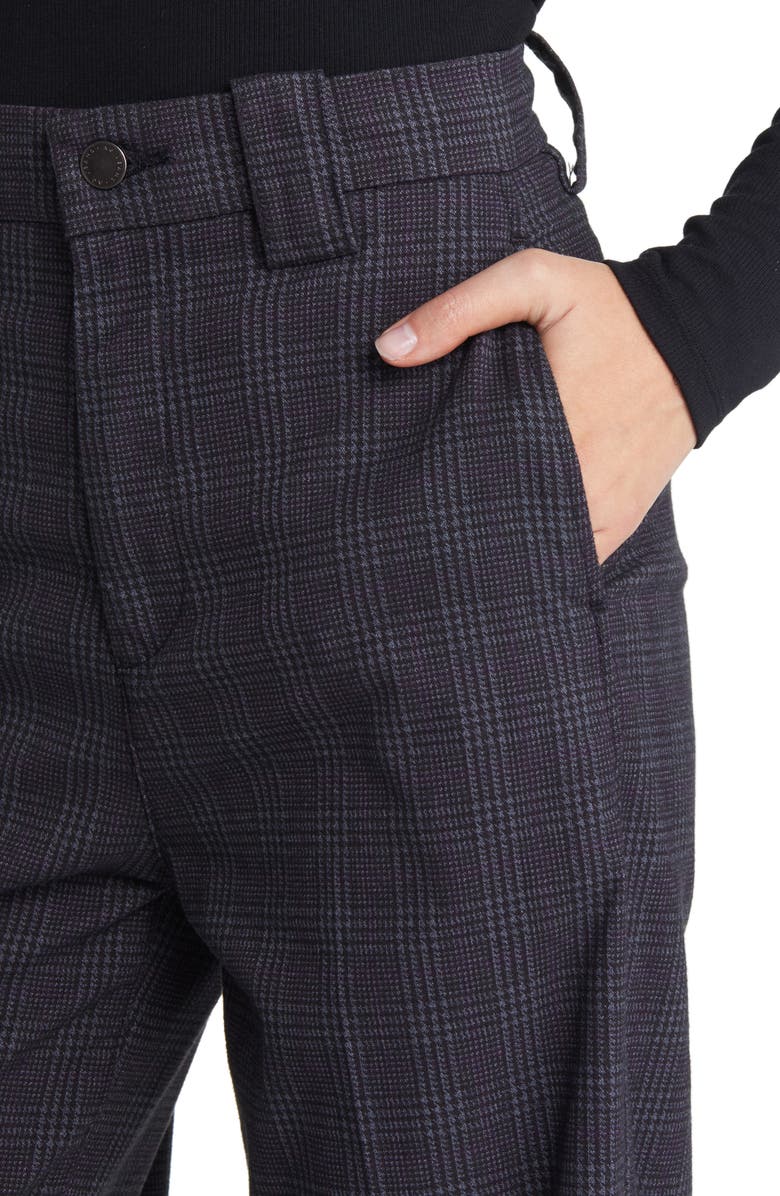 AG Deven Plaid High Waist Wide Leg Pants, Alternate, color, Small Rue Maroon