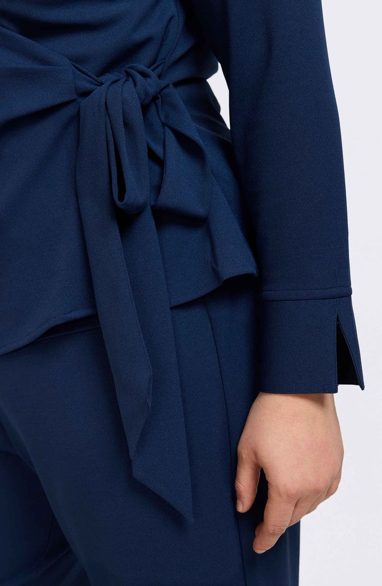 Foxcroft Rosie Wrap Crepe Top, Alternate, color, Navy