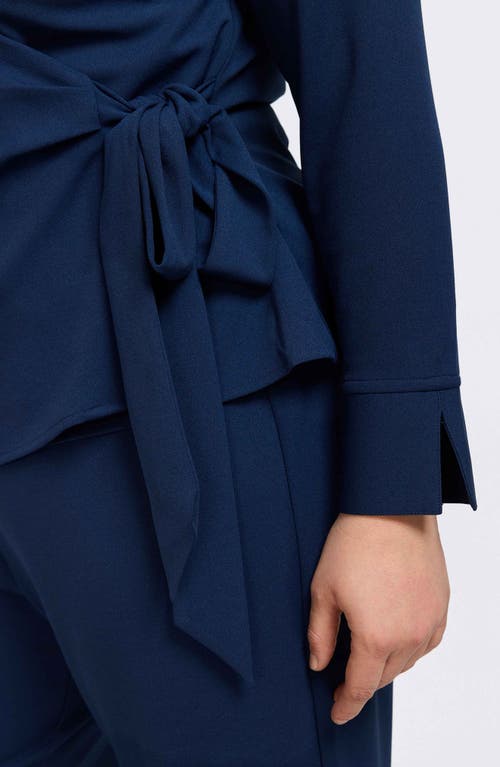 Foxcroft Rosie Wrap Crepe Top In Navy