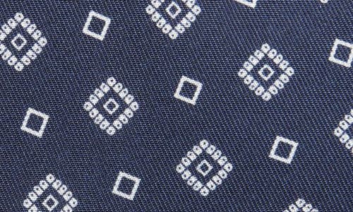 Brioni Geo Print Standard Silk Tie In Navy/white
