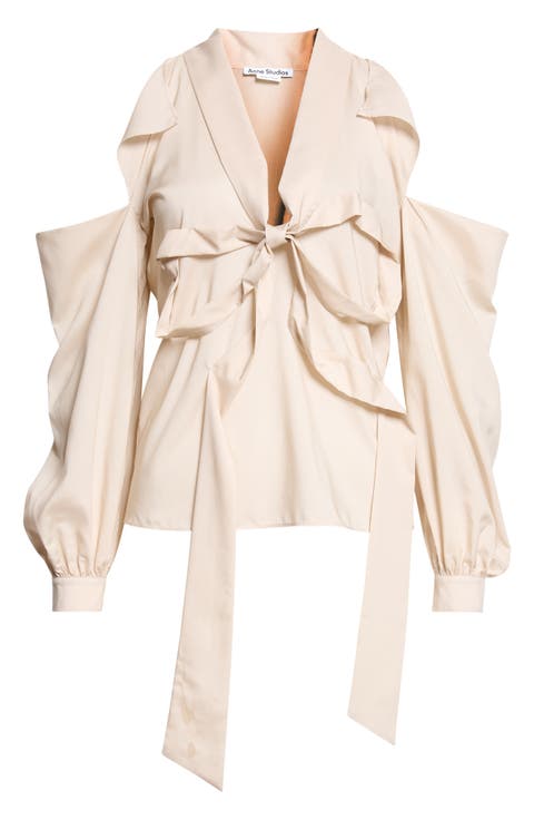 Senny Bow Fluid Cold Shoulder Top