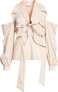 Acne Studios Senny Bow Fluid Cold Shoulder Top