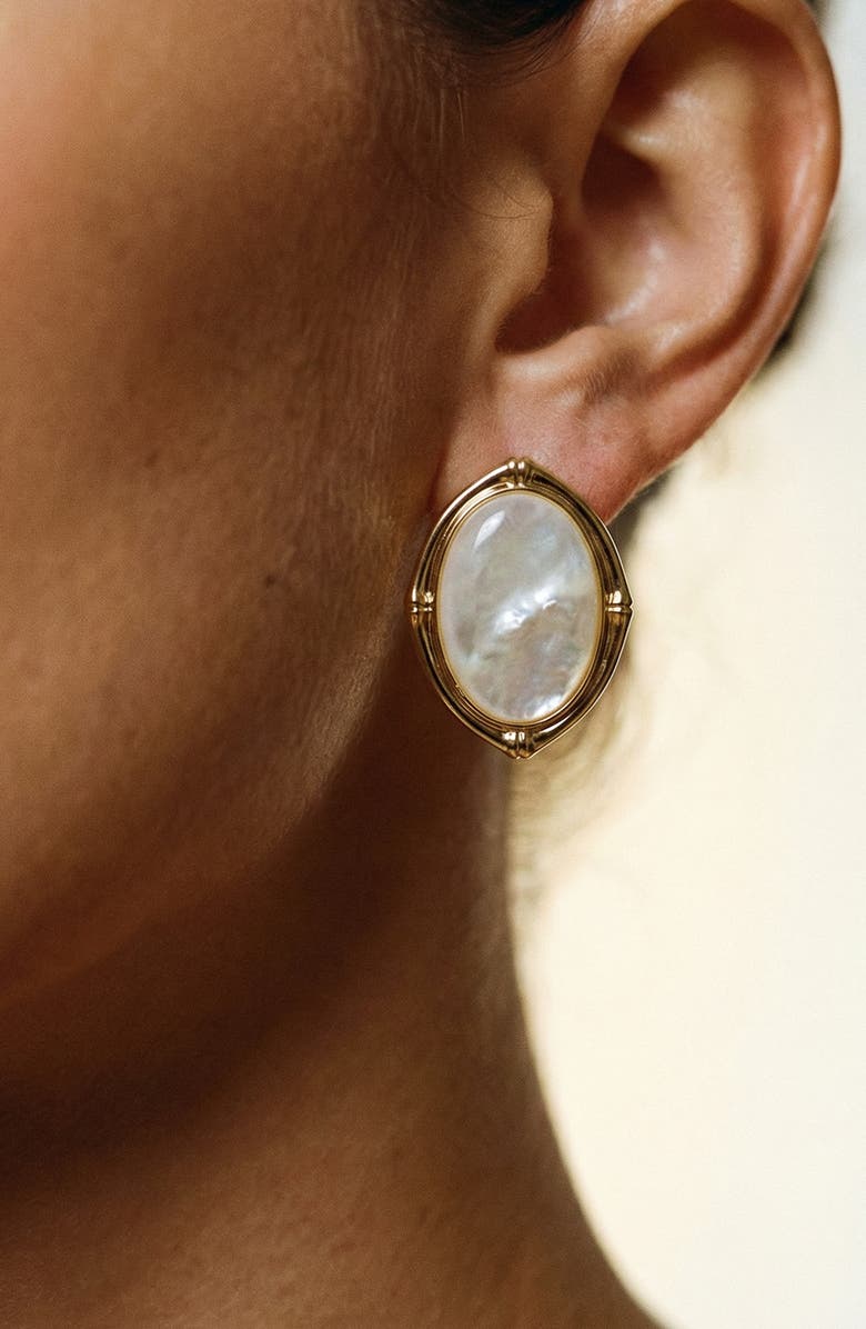 ARGENTO VIVO Mother-of-Pearl Shield Earrings, Alternate, color, Gold