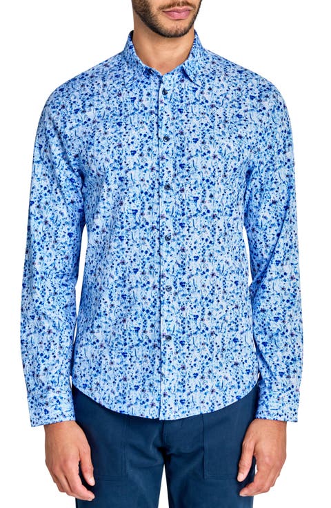 Slim Fit Mini Floral Recycled 4-Way Stretch Performance Long Sleeve Shirt