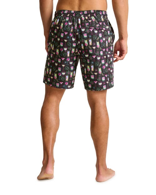 Tommy Bahama Baja Colada Sunrise Swim Trunks In Jet Black