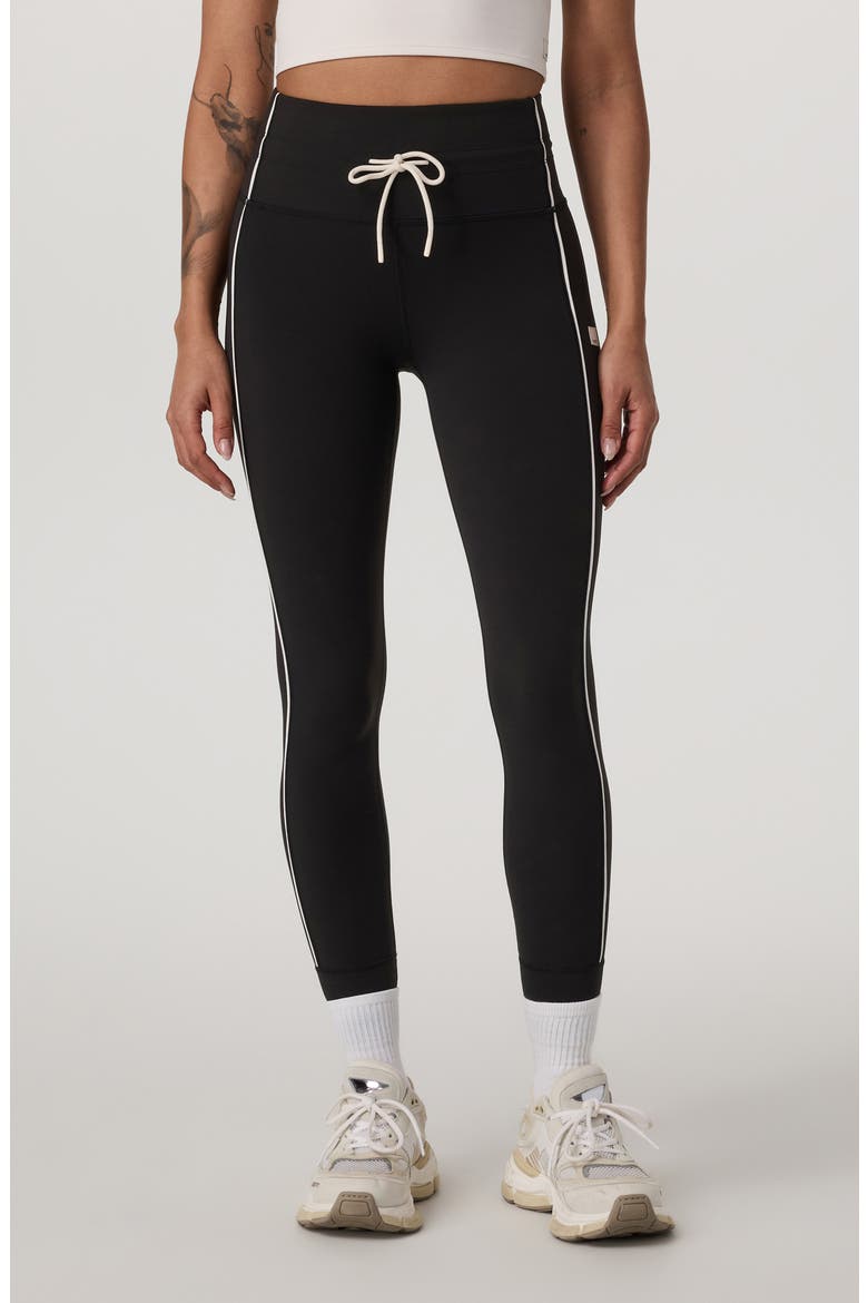 Daily Piped Drawstring Leggings, Main, color, BLACK