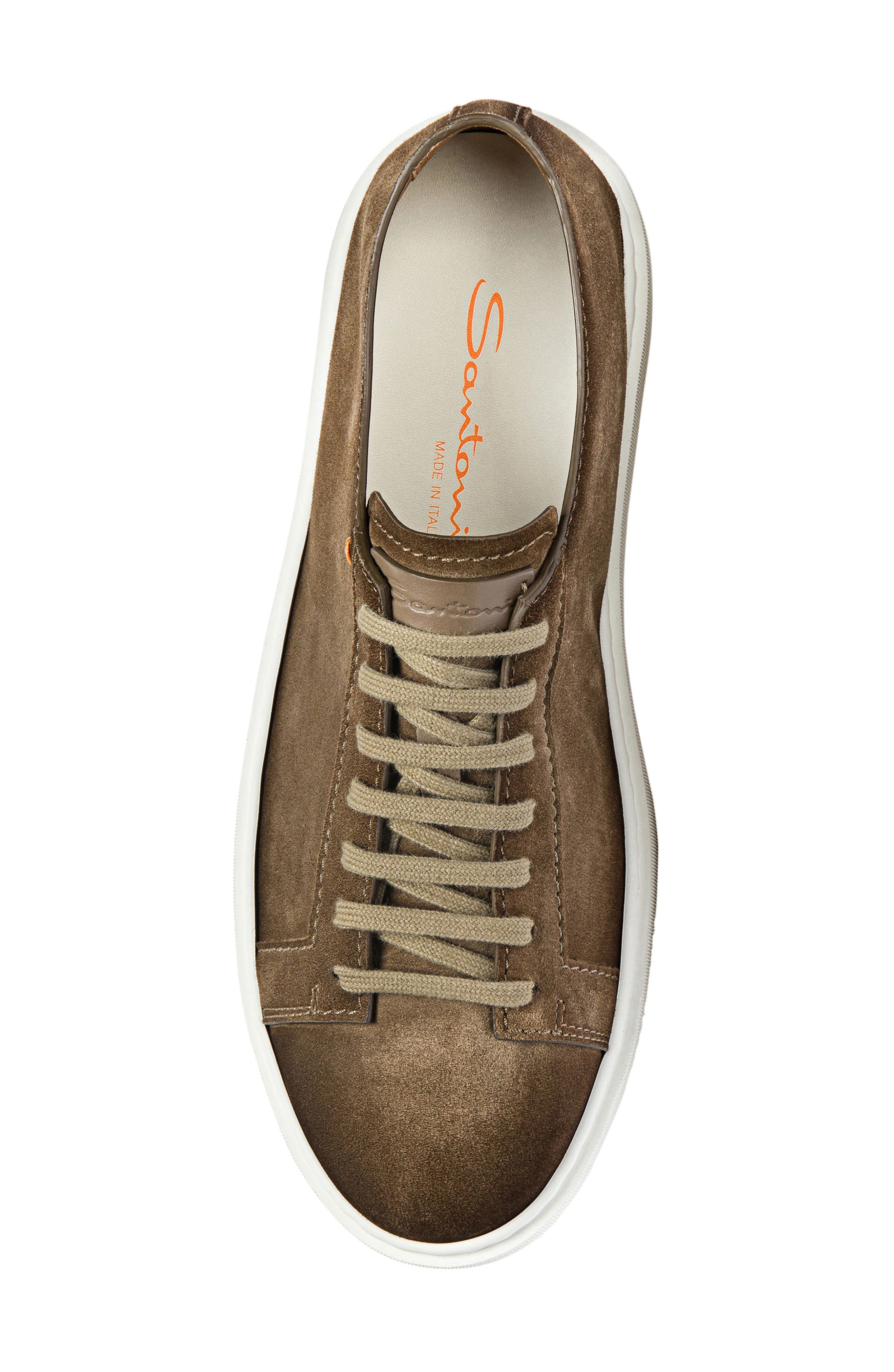 Santoni Damps Low Top Suede Sneaker, Alternate, color, Brown