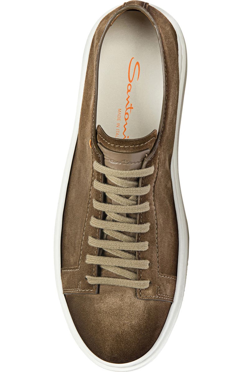 Santoni Damps Low Top Suede Sneaker, Alternate, color, Brown