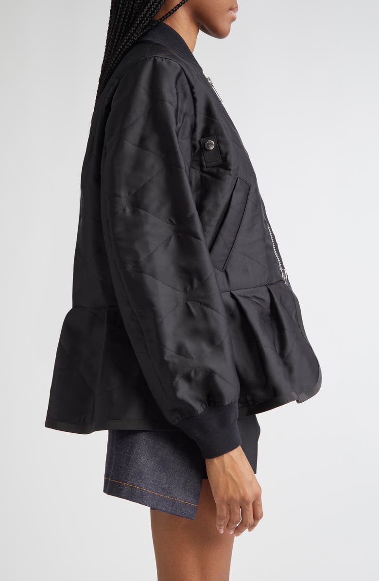 Sacai Quilted Satin Peplum Jacket, Alternate, color, 