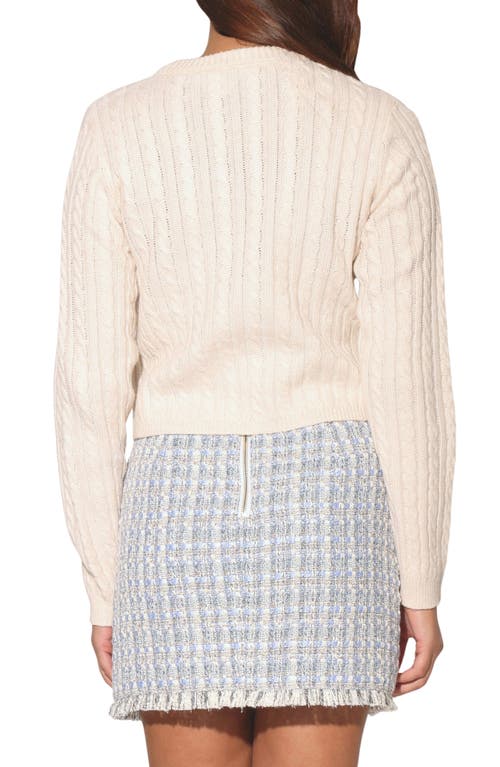 Walter Baker Giselle Cable Stitch Cardigan Sweater In Cream