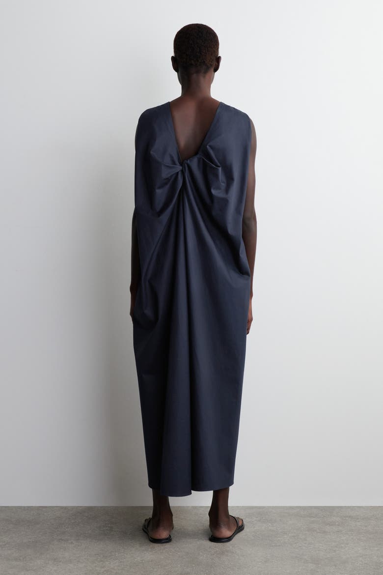 cos open back cotton midi dress COS Open-Back Cotton Maxi Dress