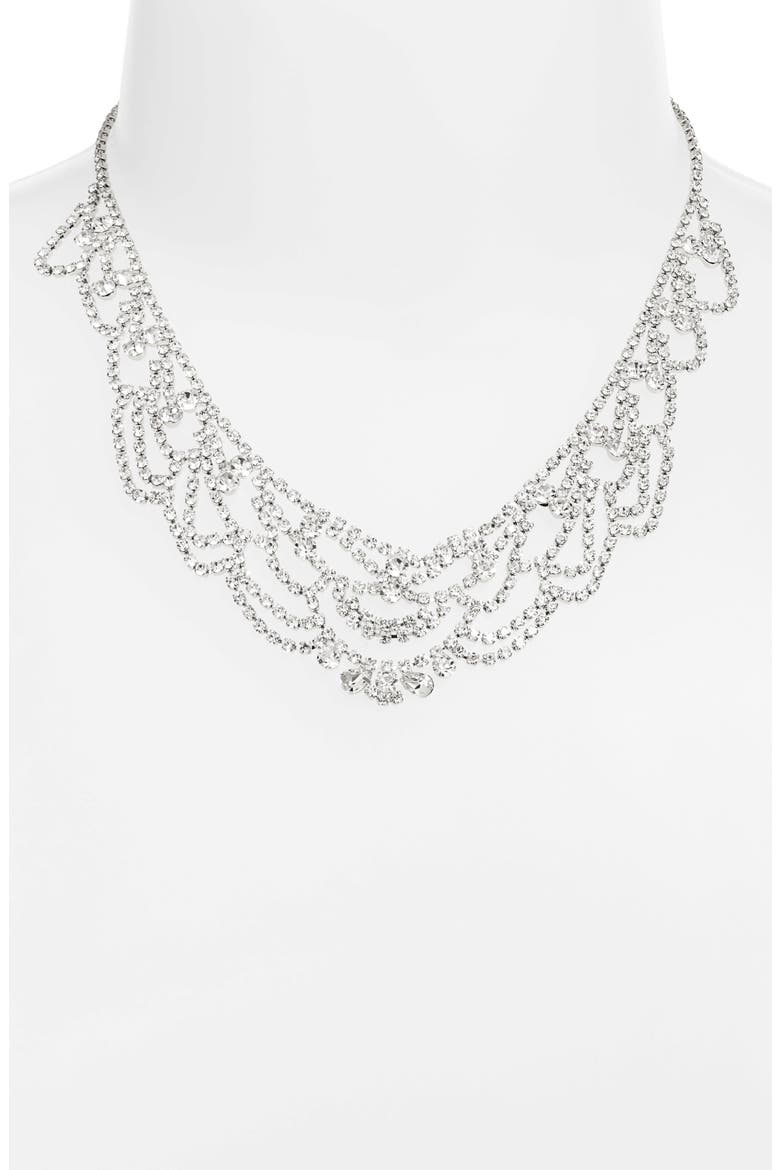 Multi Stone Bib Necklace, Alternate, color, CRYSTAL/RHOD