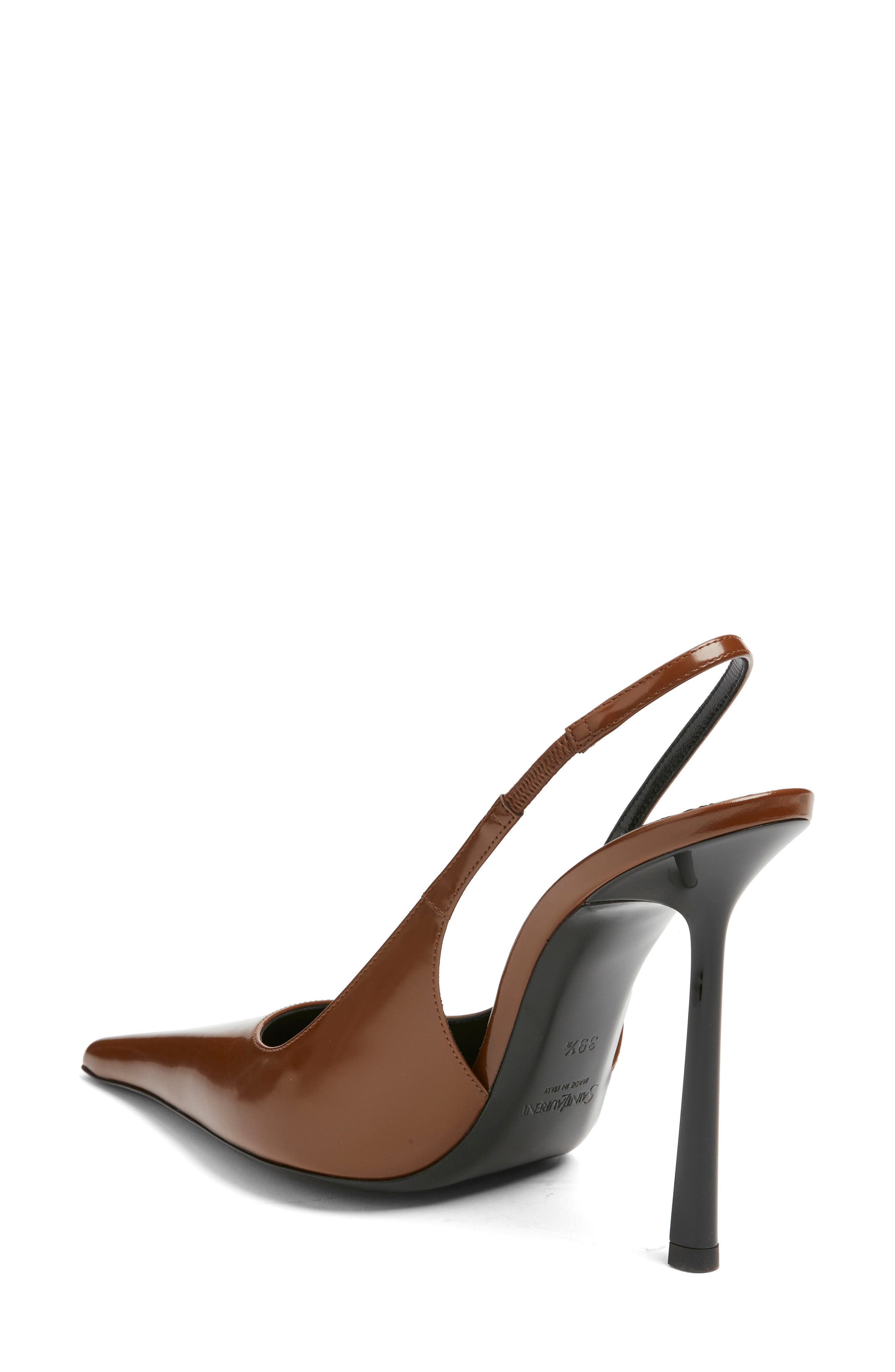 Saint Laurent Vendome Slingback Pump, Alternate, color, Soil Brown
